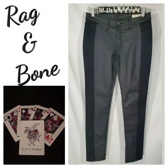 Rag & Bone Coated Split Skinny Jeans Sz 30 Black - Picture 1 of 7